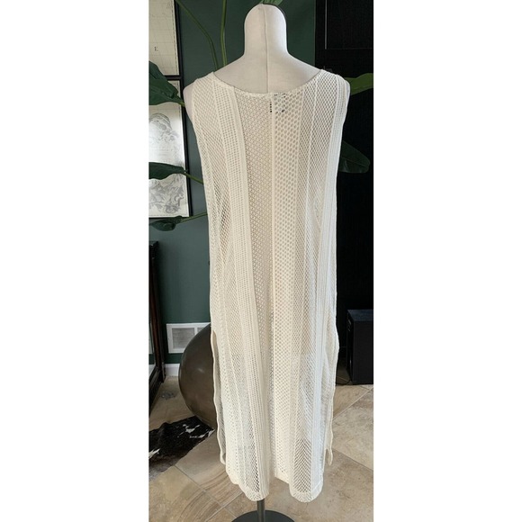 wear about women petite ivory crochet Lace sleeveless maxi coverup Y - Picture 5 of 8
